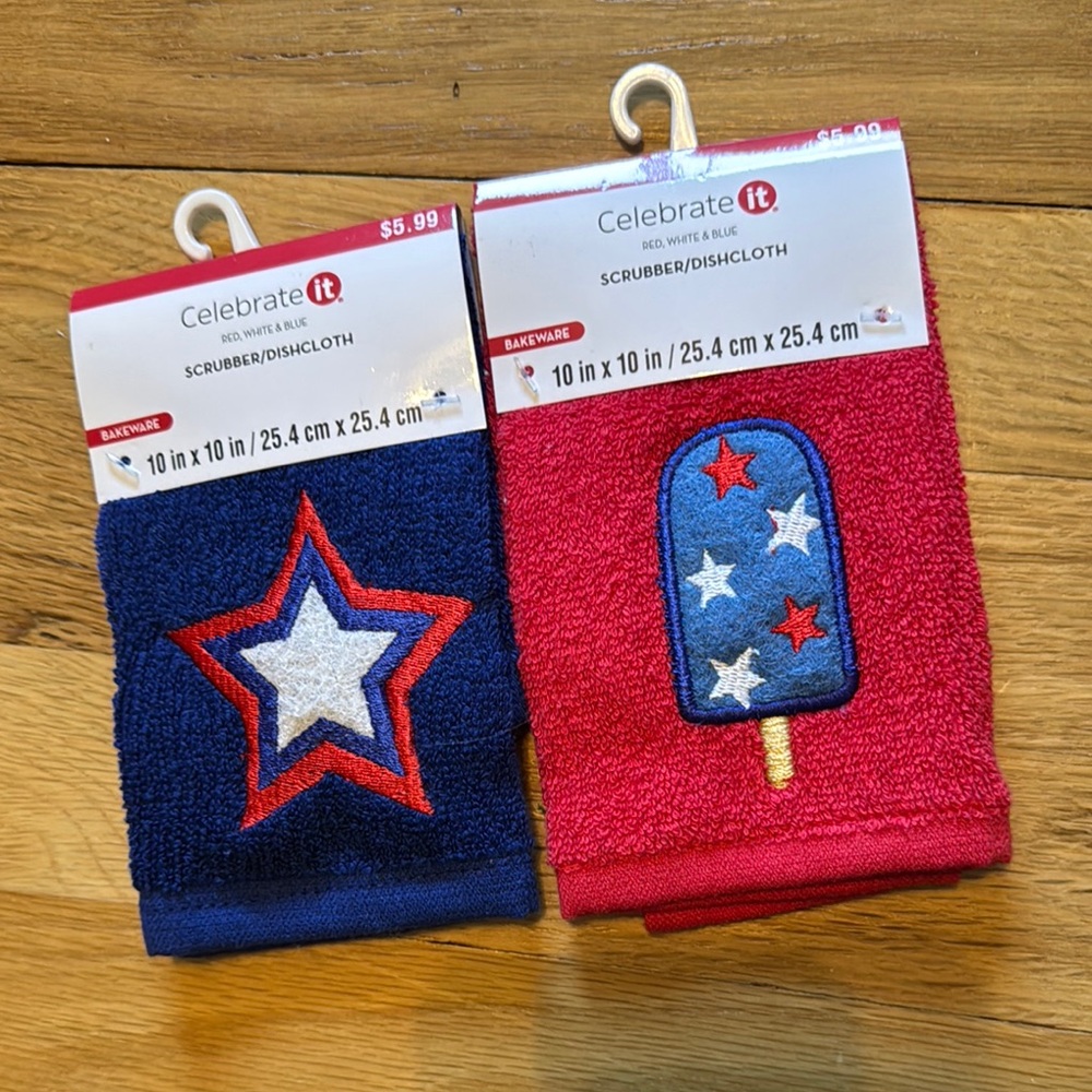 NWT - Bundle of 2 - Celebrate It Star & Popsicle Dishcloth Sets 10” x 10”